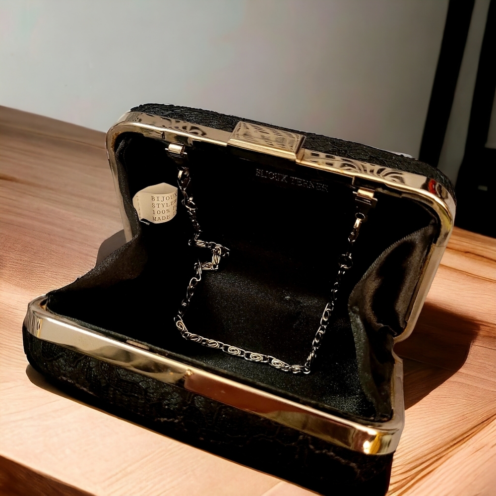 Bijoux Terner black lace clutch with chain - Picture 5 of 9